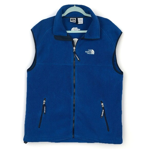 The North Face Blue Fleece Vest Men’s SZ LG Zip Pockets Logo Gorecorp Athleisure - Picture 1 of 12